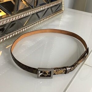 Banana Republic Snake Print Belt with Silver Buckle